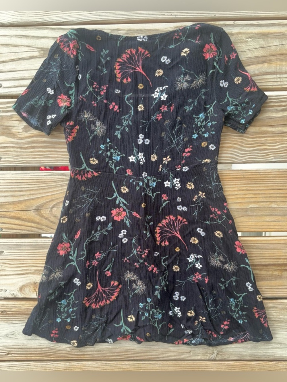 Forever 21 Black Floral Mini Dress Button Front Soft Goth Grunge Cottagecore - Picture 4 of 4